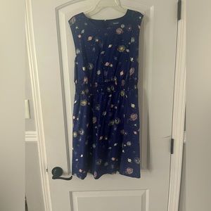 ModCloth midi navy blue tank top dress, with solar system design. Size Large.